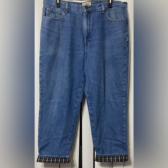 EUC LL Bean Double Jeans, Relaxed Fit, Cotton, Flannel Lined, Sz 42x34, Denim​ - Picture 6 of 15